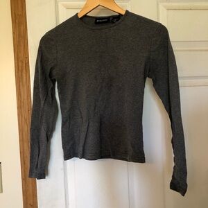 Grey Cropped Long Sleeve Top